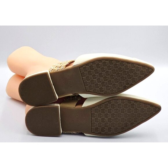 Birdies Women Cream Leather The Swan Cuff Pointed Toe Strap Mule Flats Sz 6 2404 - Picture 10 of 16